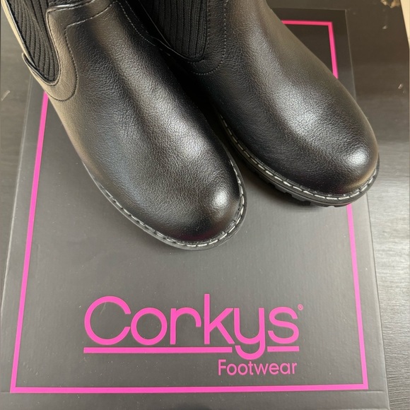 NIB, Knit Ankle, Vegan Leather Slip On Boots by Corkys, Style; Cabin Fever - Picture 5 of 5